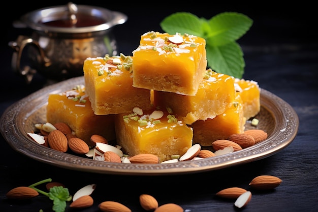 mango burfi is a meltinthemouth Indian milk fudge flavored with mango