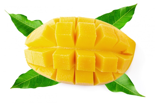 Mango cubes and slices Isolated 