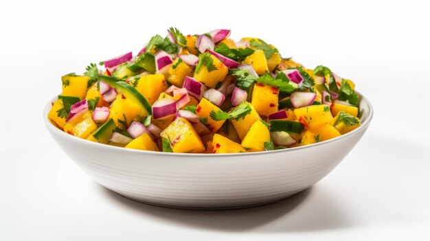 mango cucumber salsa with red onions and cilantro