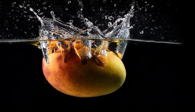 mango falling into the water causes a splash