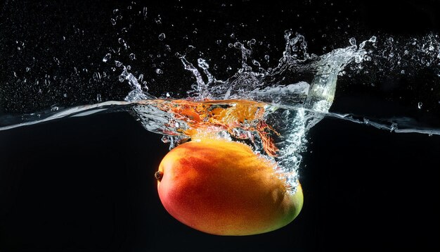 mango falling into the water causes a splash