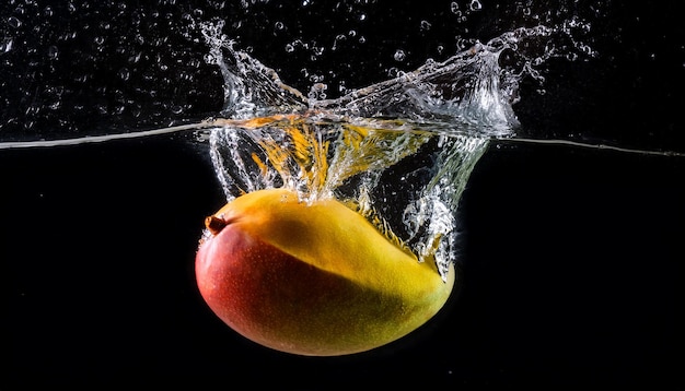 mango falling into the water causes a splash