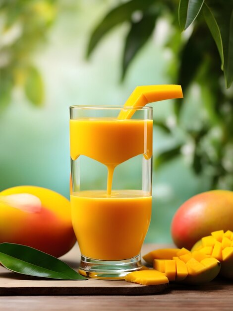 mango fruit juice with mango slice AI generated image