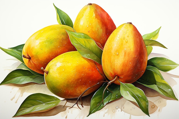Акварель на фруктах манго