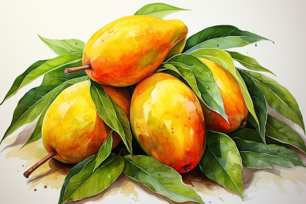 Mango fruit watercolor painting