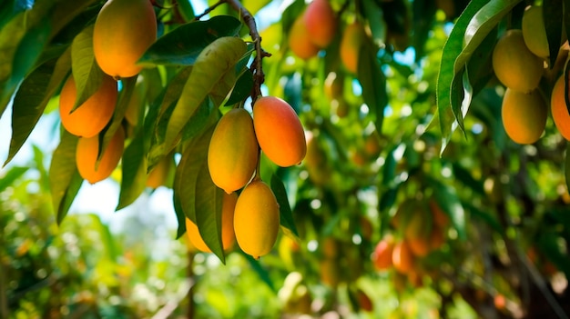 Foto giardino di mango sugli alberi generative ai