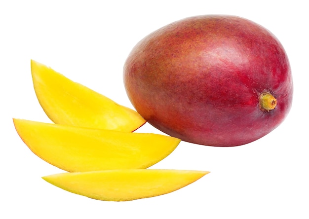 Mango gesneden op een witte achtergrond