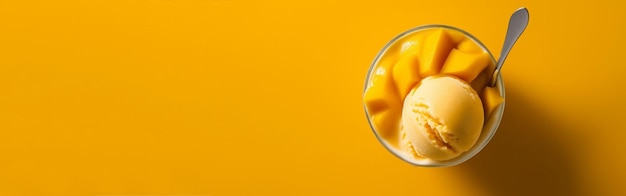 Mango ice cream close up top view sweet mango generative ai