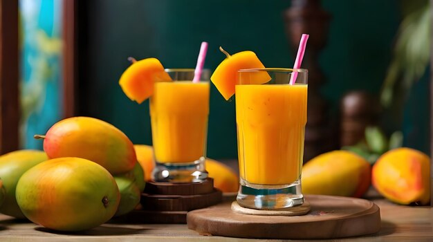 Photo mango juice ai generated