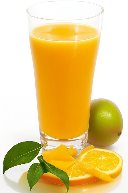 Mango juice in the glass on dark surface