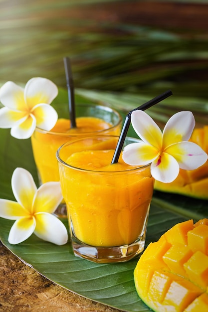 Mango juice in the glass