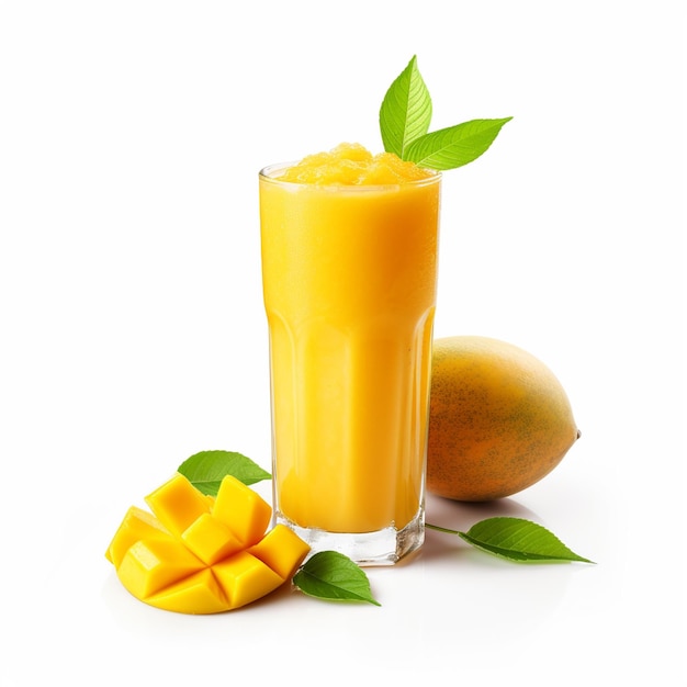 Foto succo di mango con fette di mango