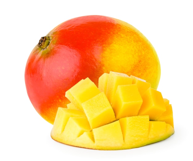 Mango and large cubes isolated