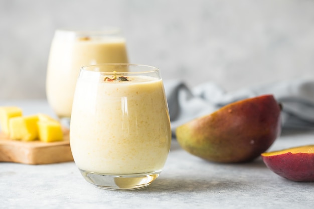 Mango Lassi, yogurt or smoothie. Healthy probiotic cold summer drink,Mango Lassi or Lassie , yogurt or smoothie. Healthy probiotic cold summer drink, Mango beverage