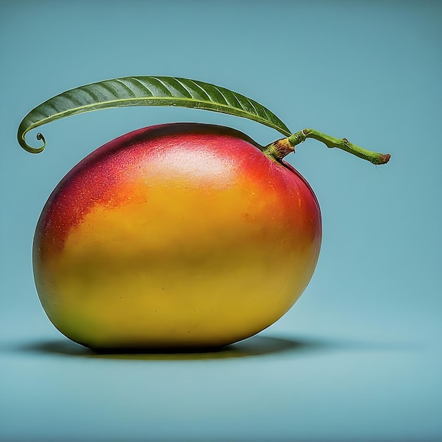 Mango and leaf on the solid background with copy space