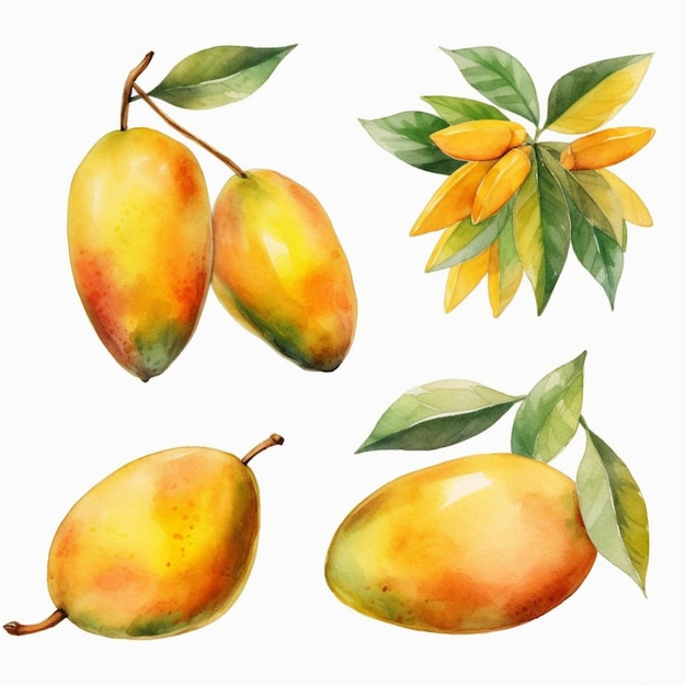 Photo mango in a luscious watercolor depiction