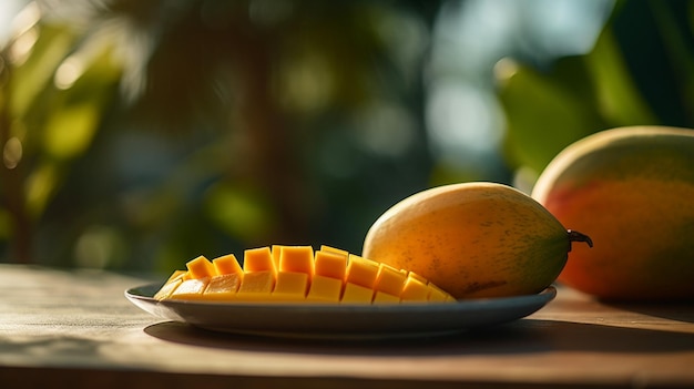 Mango and mango on a plate