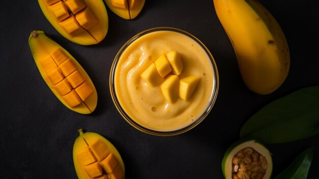 Foto mango marvel un bicchiere pieno di mango blis