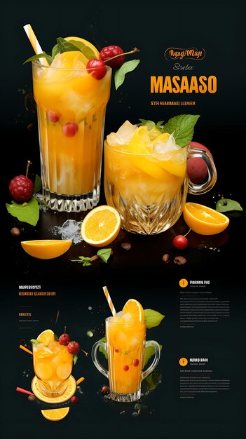 Photo mango mastani drink with mango pulp and ice cream sunny and india culinary culture layout website