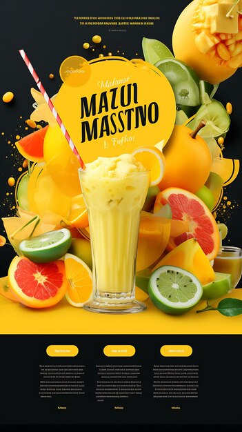 Photo mango mastani drink with mango pulp and ice cream sunny and india culinary culture layout website