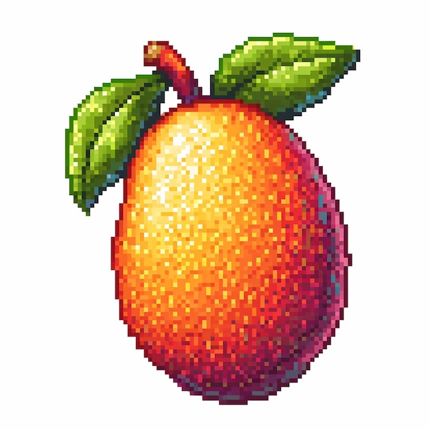 Foto un pixel art di mango isolato su uno sfondo bianco