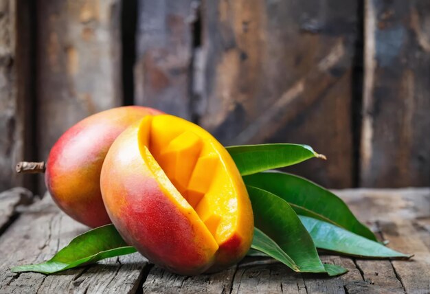 Mango's op een houten tafel