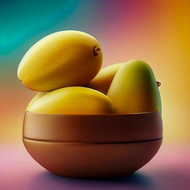 mango's realistische schaal met kleurrijke achtergrond
