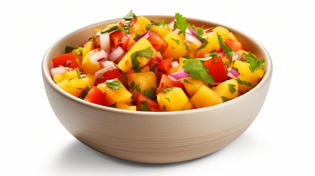 mango salsa with diced tomatoes onions and cilantro