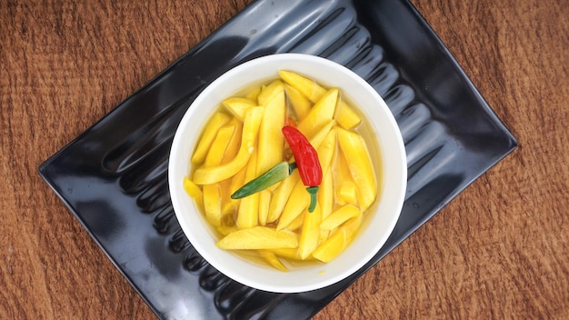 Mango sambal with chili slices sweet salty and sour Yummy Indonesian food