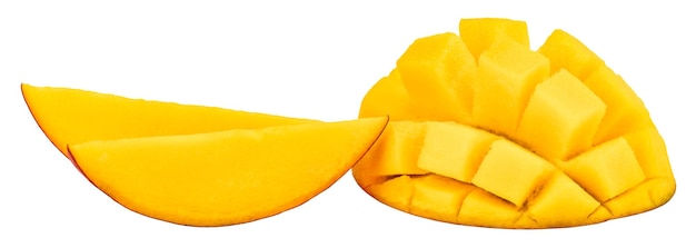 Mango segment geïsoleerd op een witte achtergrond Clipping Path.