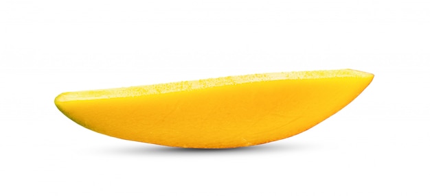 Mango slices on white table .