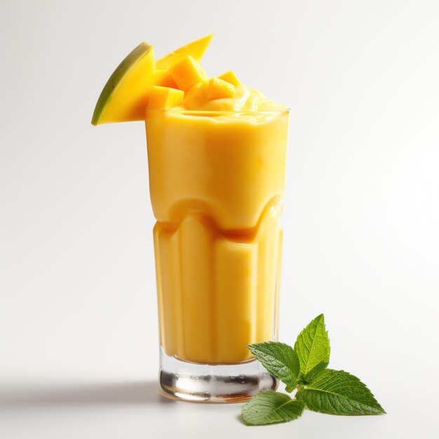 Photo mango smoothie in a glass isolated