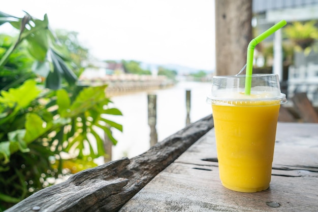 Mango smoothies in take away glass