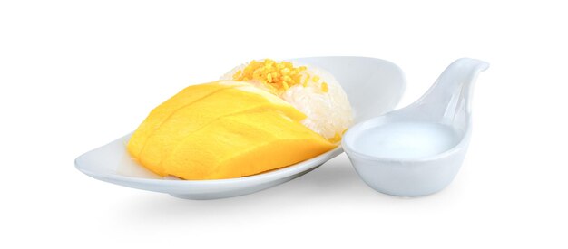 Mango Sticky Rice on plate ceramic background