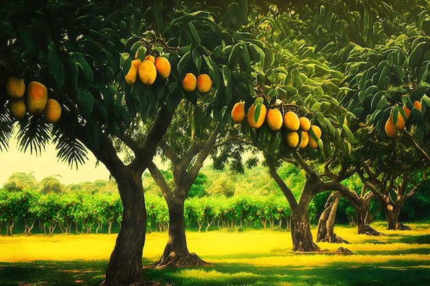 Mango trees in a garden