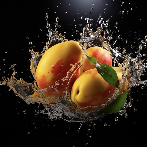 mango in water splash