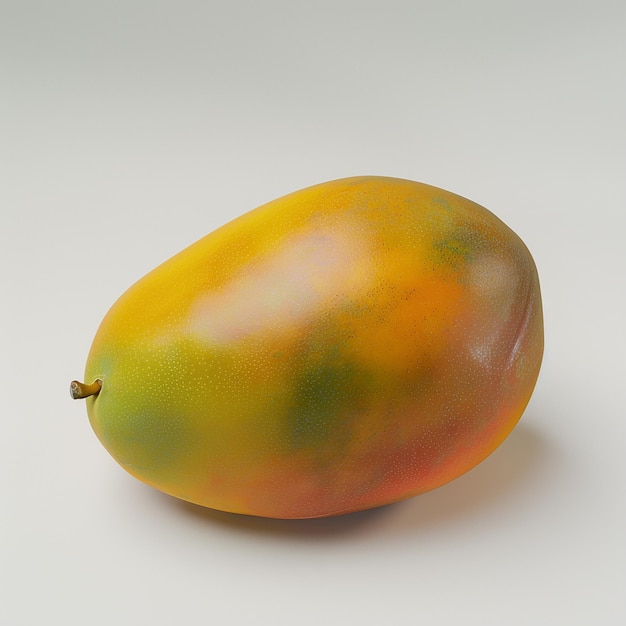 Foto un mango con un gambo verde e un frutto verde in fondo