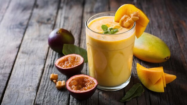 Mango with passion fruit smoothie by fresh ingredients