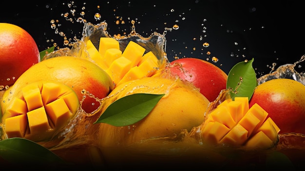 Mango with water drops on them