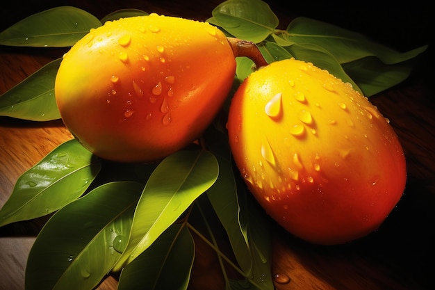 Mango with water drops