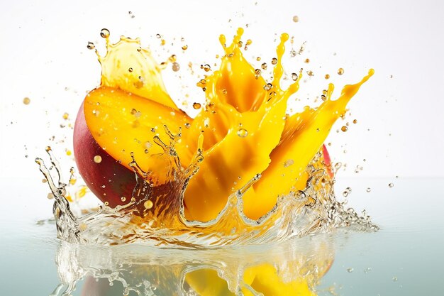 Mangoes and mangoes are splashing in the water