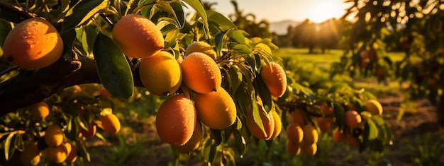 Mangooogst groeit op boom