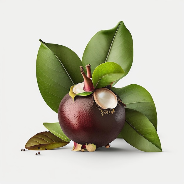 Mangosteen fruit on a white background Generative AI