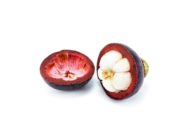 Mangosteen fruit on white