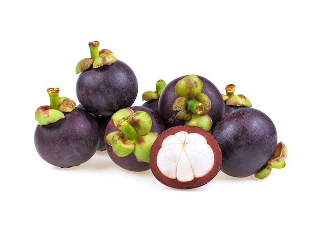 Mangosteen isolated on the white background .