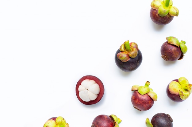 Mangosteen isolated on white background. 