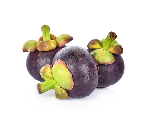 Mangosteen isolated on white background.