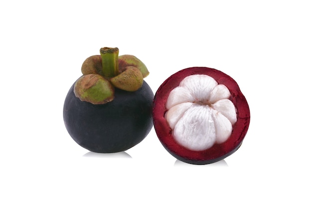 Mangosteen isolated on white surface