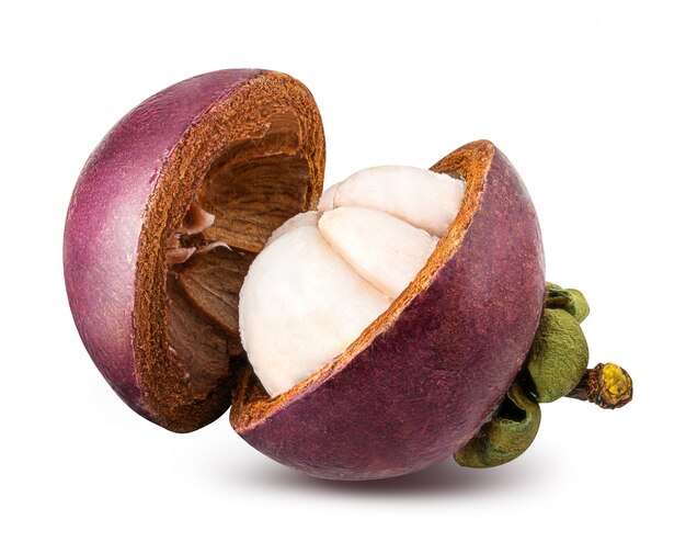 Mangosteen isolated on white  