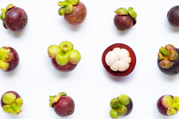 Mangosteen isolated on white 